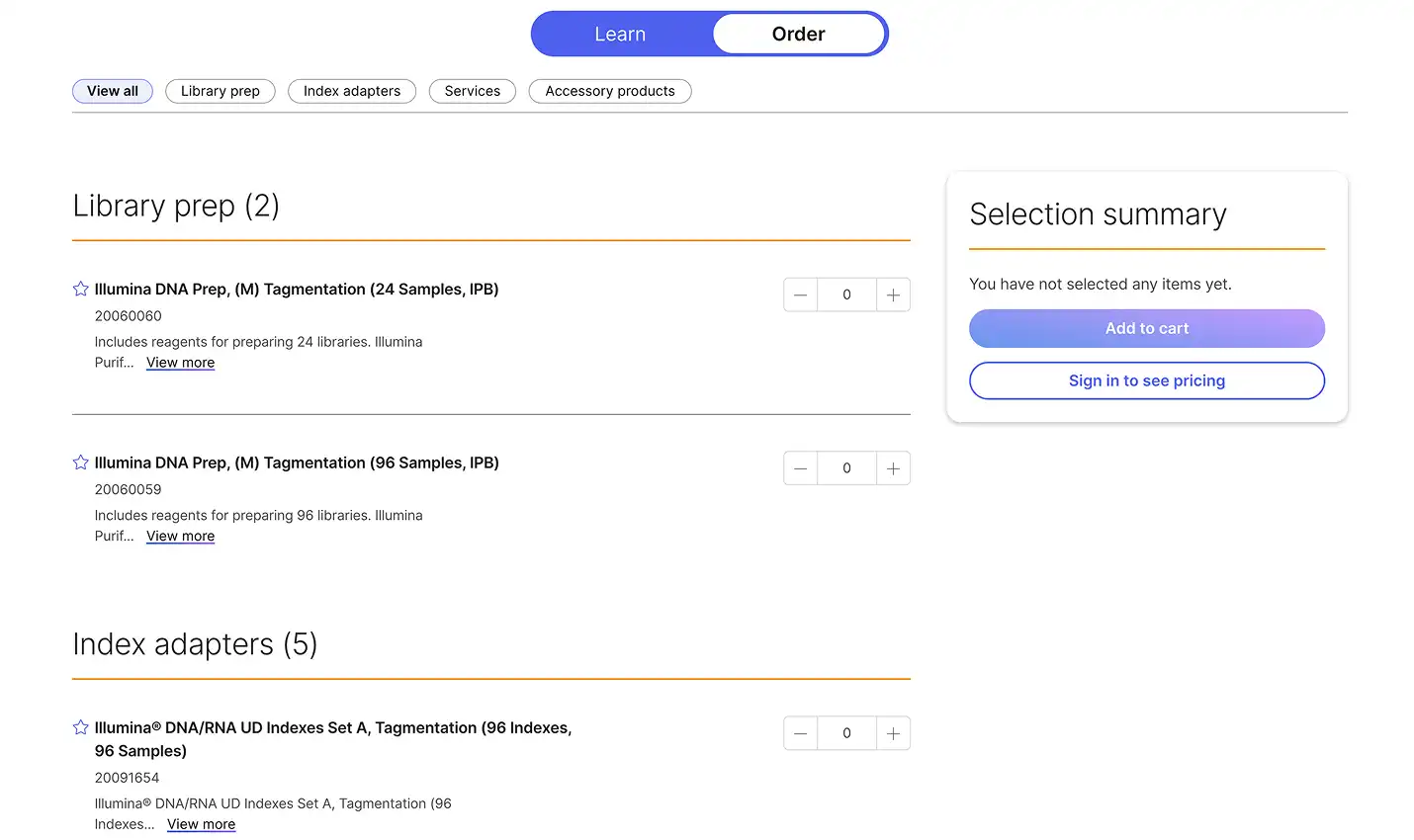 Snapshot of Illumina.com Product Detail Page redesign showing updated layout and content
